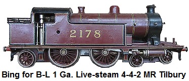 Bing for Bassett-Lowke spirit-fired steam 4-4-2 MR Tilbury Tank Locomotive #2178 in Gauge 1