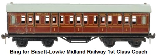 Bing for Bassett-Lowke Midland Railway eight wheel 1st class passenger coach