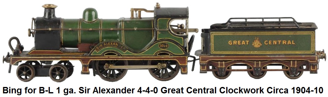 Bing for Bassett-Lowke 1 gauge Sir Alexander 4-4-0 Great Central Clockwork Loco made Ca. 1904-1910
