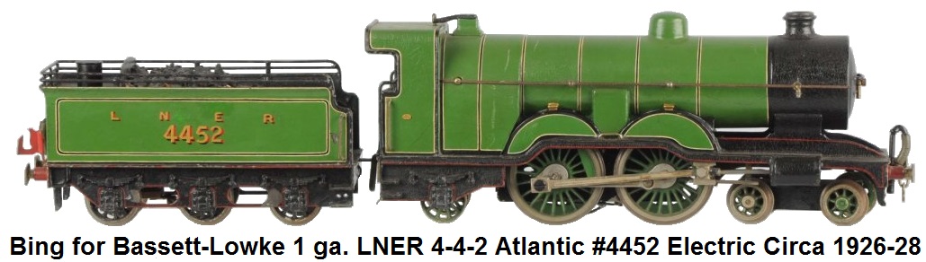 Bing for Bassett-Lowke 1 gauge Atlantic 4-4-2 Electric Model Loco and 6-wheel tender circa 1926 – 1928