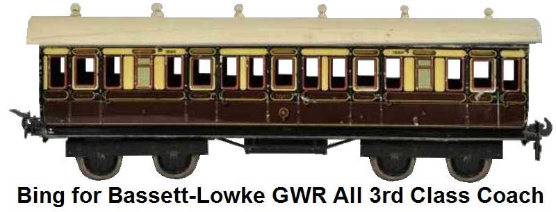 Bing for Bassett-Lowke GWR All 3rd Class Passenger Coach