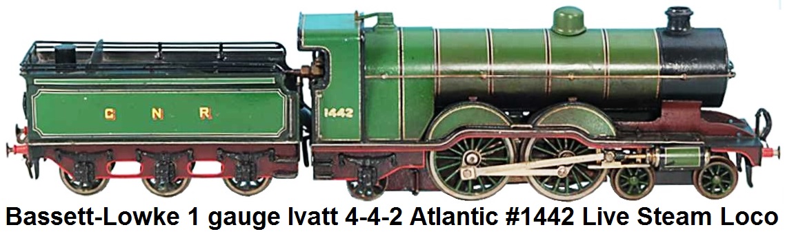 Bassett-Lowke 1 gauge Ivatt 4-4-2 Atlantic #1442 Live Steam Loco with 6-wheel Tender