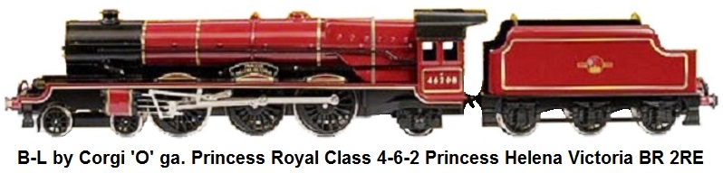 Bassett-Lowke by Corgi 'O' gauge Princess Royal Class 4-6-2 Princess Helena Victoria BR maroon No.46208, 2-Rail Electric. No.40 of a limited production