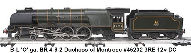 Bassett-Lowke 'O' gauge BR 4-6-2 Loco & Tender green Duchess of Montrose #46232, 3-rail 12v DC Electric