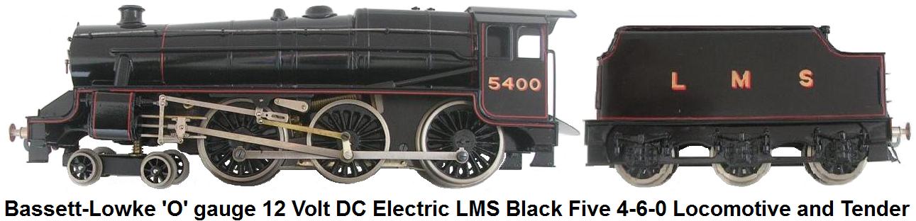 Bassett-Lowke 'O' gauge Black Five 12 Volt DC Electric 4-6-0 Locomotive and Tender in LMS livery