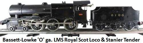 Bassett-Lowke 'O' gauge Black LMS Royal Scot #6100 clockwork Loco & Stanier Tender