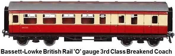 Bassett-Lowke British Rail 'O' gauge 3rd class Breakend coach