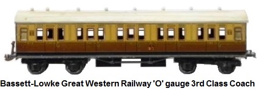 Bassett-Lowke Great Western Railway 'O' gauge 3rd class Coach