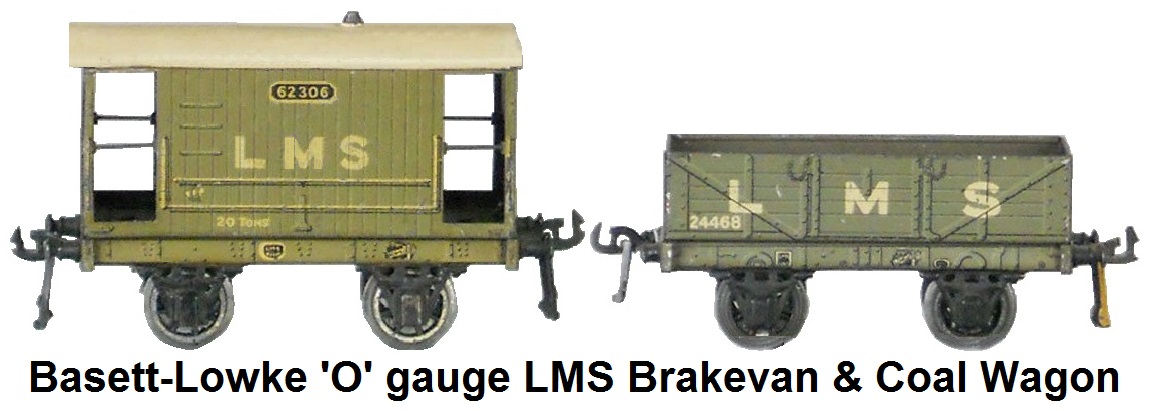 Bassett-Lowke 'O' gauge LMS brakevan & coal wagon