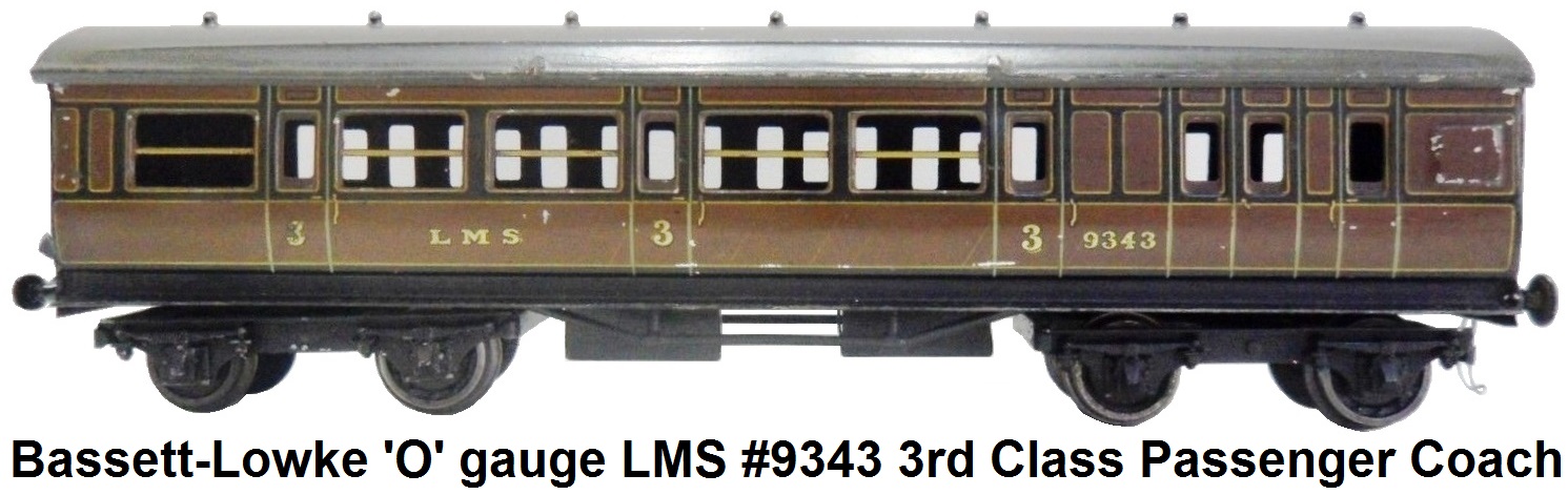 Bassett-Lowke 'O' gauge LMS #9343 3rd class Passenger Coach