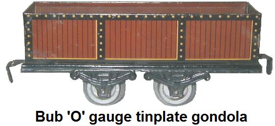 Bub 'O' gauge tinplate litho simulated wood sided gondola