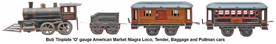 Bub 'O' gauge American Market Niagra Loco, Tender, Baggage and Pullman cars