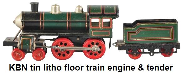 Bub KBN tin litho Floor Train Engine & Tender