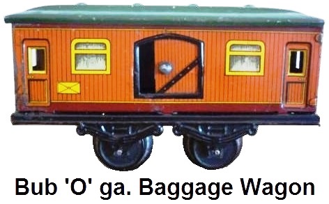 Karl Bub 'O' gauge Tinplate 4 wheel Baggage Car with windows