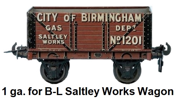Carette for Bassett-Lowke 1 gauge City of Birmingham Gas Dept. Saltley Works Open Wagon