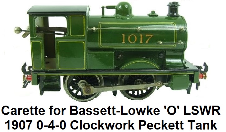 Carette for Bassett-Lowke 'O' gauge LSWR 0-4-0 Peckett Tank #1017, Clockwork circa 1907