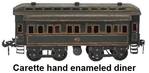 Carette hand enameled 4 wheel diner coach with hinged roof