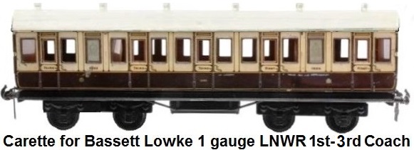 Carette for Bassett-Lowke 1 gauge LNWR first-third coach
