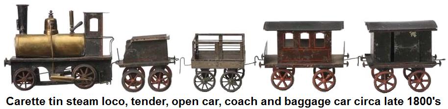 Carette very early live steam tin train set circa late 1800's