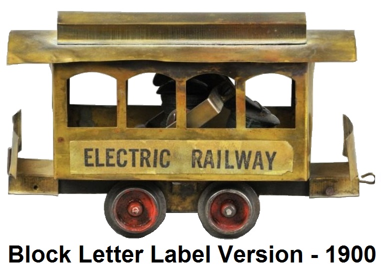Carlisle & Finch #1 four window trolley in 2 inch gauge - 1900 version with block lettered labels