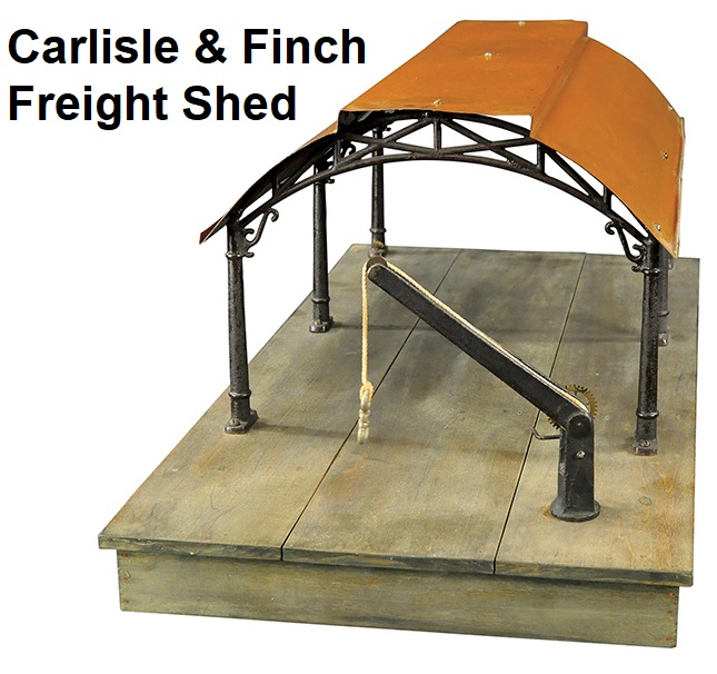Carlisle & Finch freight shed with a tiered roof supported by six cast-iron columns with ornate arch extensions sold for $23,600 in 2016