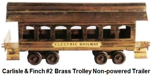 Carlisle & Finch early #2 Brass Trolley Non-powered trailer car
