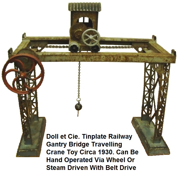Doll et Cie. Tinplate Railway Gantry Bridge Travelling Crane Toy circa 1930