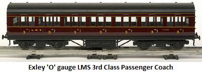 Exley 'O' gauge LMS 3rd Class Passenger Coach