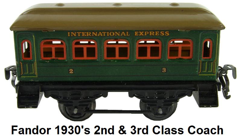 Kraus-Fandor 'O' gauge green 4 wheel litho passenger coach circa 1930