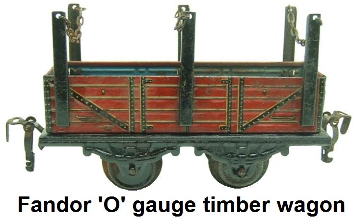 Fandor 'O' #1252/0 (21410) gauge tinplate flat Wagon with side stakes