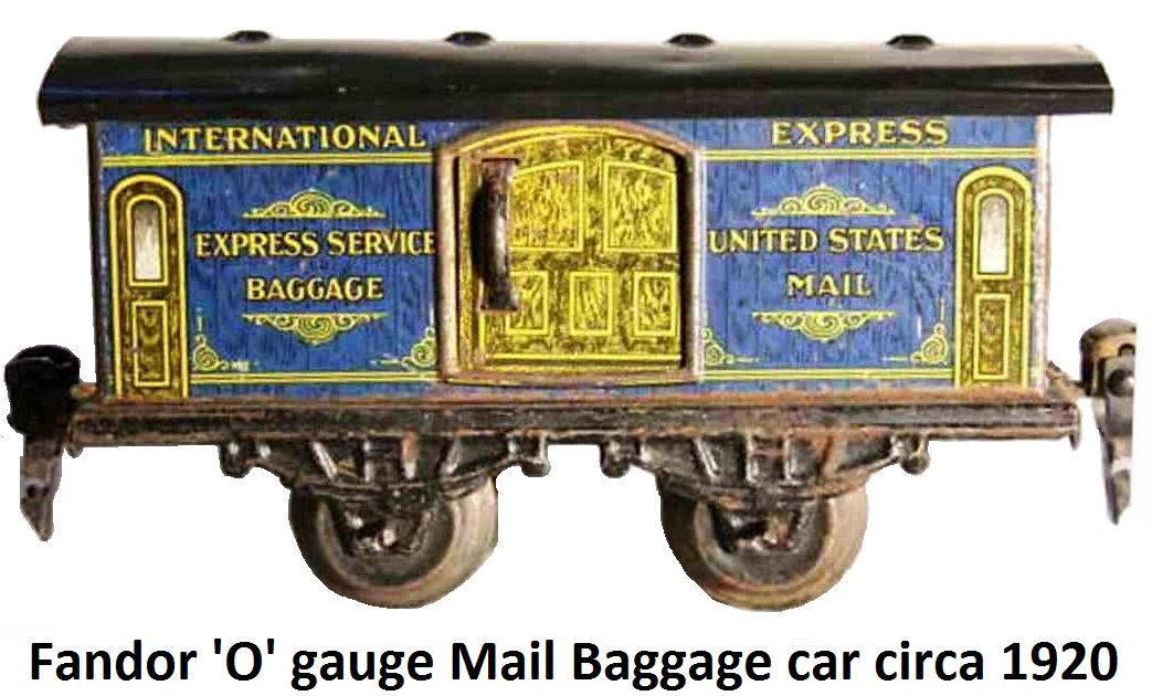 Fandor Lithographed 'O' gauge 4 wheel mail baggage-car circa 1920