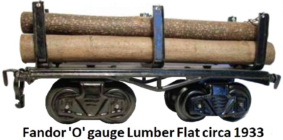 Kraus-Fandor 'O' gauge 8 wheel flat with lumber #1311 L (30723) circa 1936-33