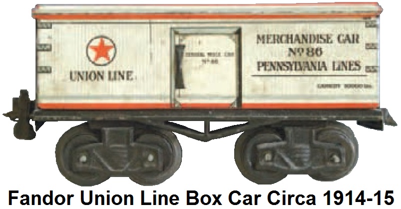 Kraus-Fandor 'O' gauge 8 wheel Union Line box car circa 1914-15