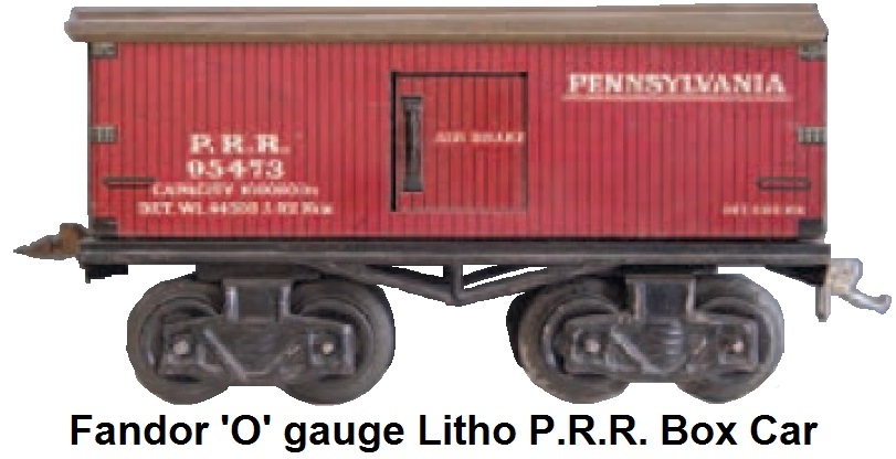 Kraus-Fandor 'O' gauge 8 wheel Tinplate Litho Pennsylvania RR box car