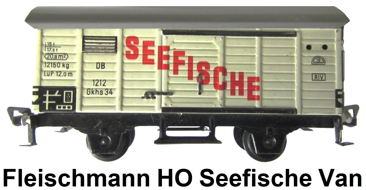 Fleischmann HO gauge 4-wheeled tinplate DB Seefische Van Made in U.S. Zone Germany