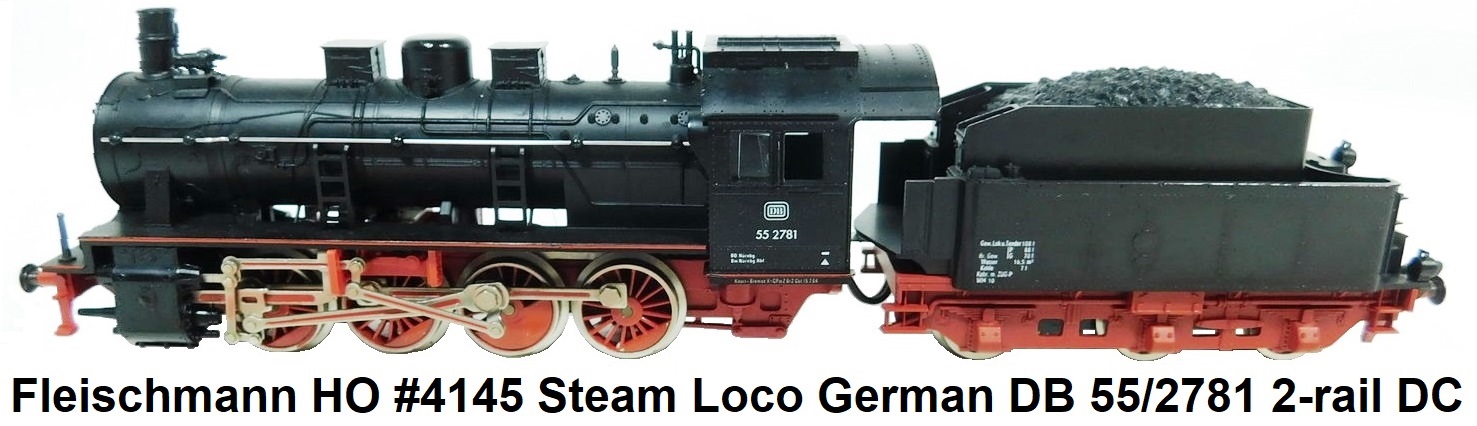 Fleischmann HO DC 4145 0-8-0 steam locomotive 55 2781 DB and 6-wheel tender