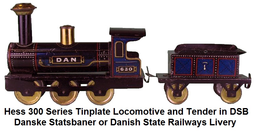 Hess 300 series locomotive and tender in DSB Livery Danske Statsbaner or Danish State Railways