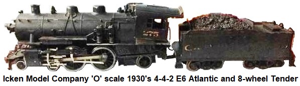Icken 'O' scale 1930's 4-4-2 E6 Atlantic Loco and 8-wheel tender
