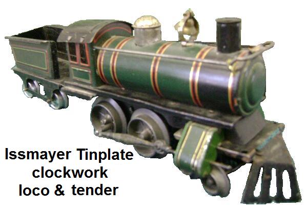 Issmayer clockwork tinplate loco and tender in '30mm' gauge