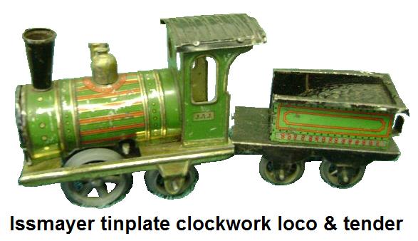 Issmayer clockwork tinplate loco and tender in '30mm' gauge