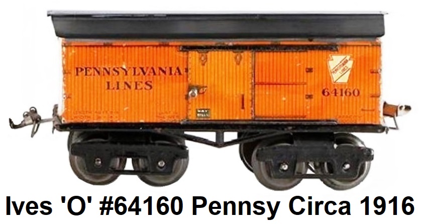 Ives 'O' gauge 7 inch lithographed tinplate 64 series #64160 Pennsylvania Lines circa 1916