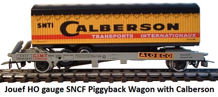Jouef SNCF piggy back wagon with 'Calberson' trailer