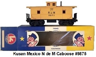 Kusan Mexico 'O' gauge N de M Caboose #9875 Trenes Electricos Plastico Leon, SA