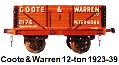 Leeds Model Company 'O' gauge Coote & Warrens Ltd. 12-ton Private Owner wagon #2176 circa 1923-39
