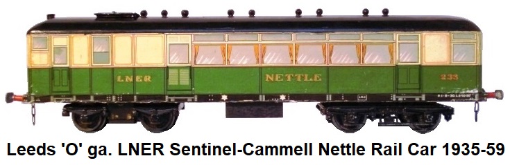 Leeds Model Company 'O' gauge LNER Sentinel-Cammell Rail Car 'Nettle' running #233 made 1935-1959