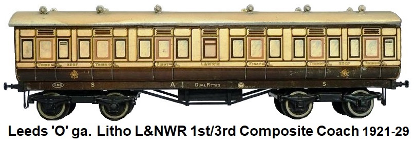 Leeds Model Company 'O' gauge litho LNWR 1st/3rd Composite Coach made 1921-29