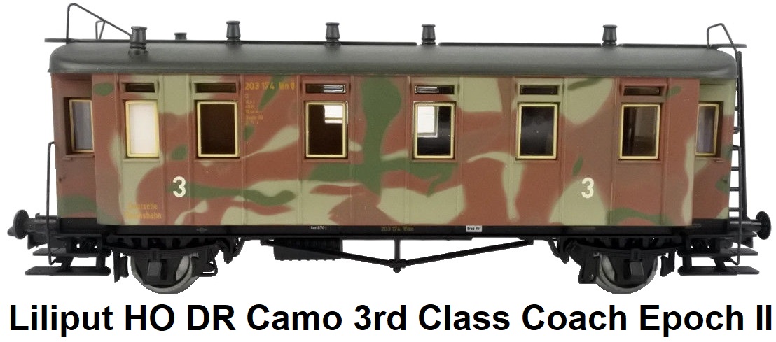Liliput HO gauge L327398 DR Epoch II 3rd Class Coach Camoflage Paint #203 174