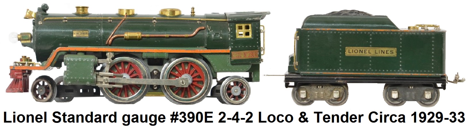 Lionel Standard gauge #390E 2-4-2 Stephen Girard set Steam Loco circa 1929-33