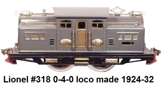 Lionel Standard gauge #318 dark gray 0-4-0 NYC Electric outline loco made 1924-32