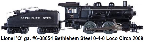 Lionel 'O' gauge #6-38654 Bethlehem Steel 0-4-0 Locomotive and Tender Circa 2009